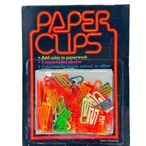 Plastic Paper Clips Vtg NOS Retro Office Supply Stationery Made in Hong Kong
